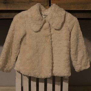 Childrens Place Faux Fur Ivory Winter Coat size 4 Girls
